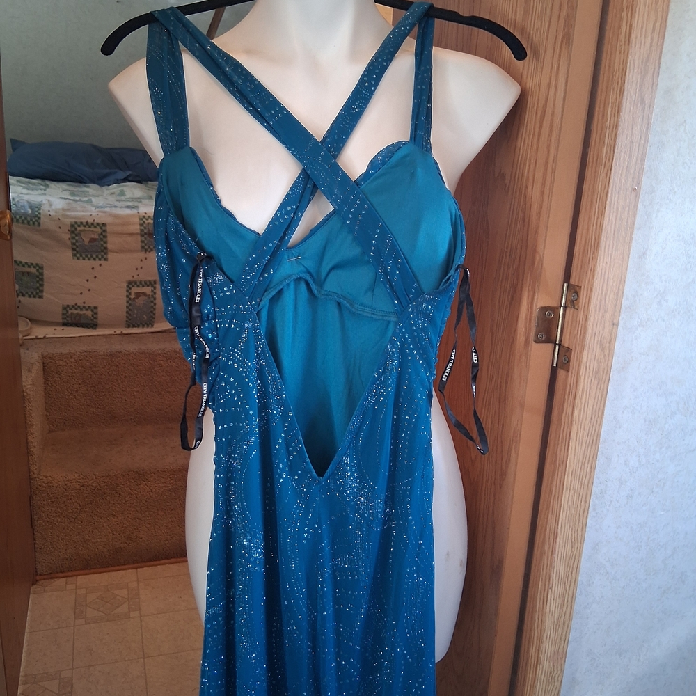 City Triangles Glittering Blue Maxi Dress - Picture 6 of 12